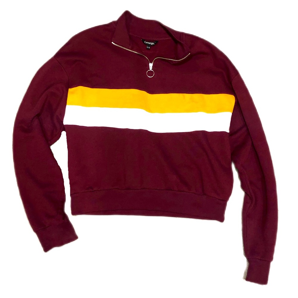 Maroon v-neck crop sweater